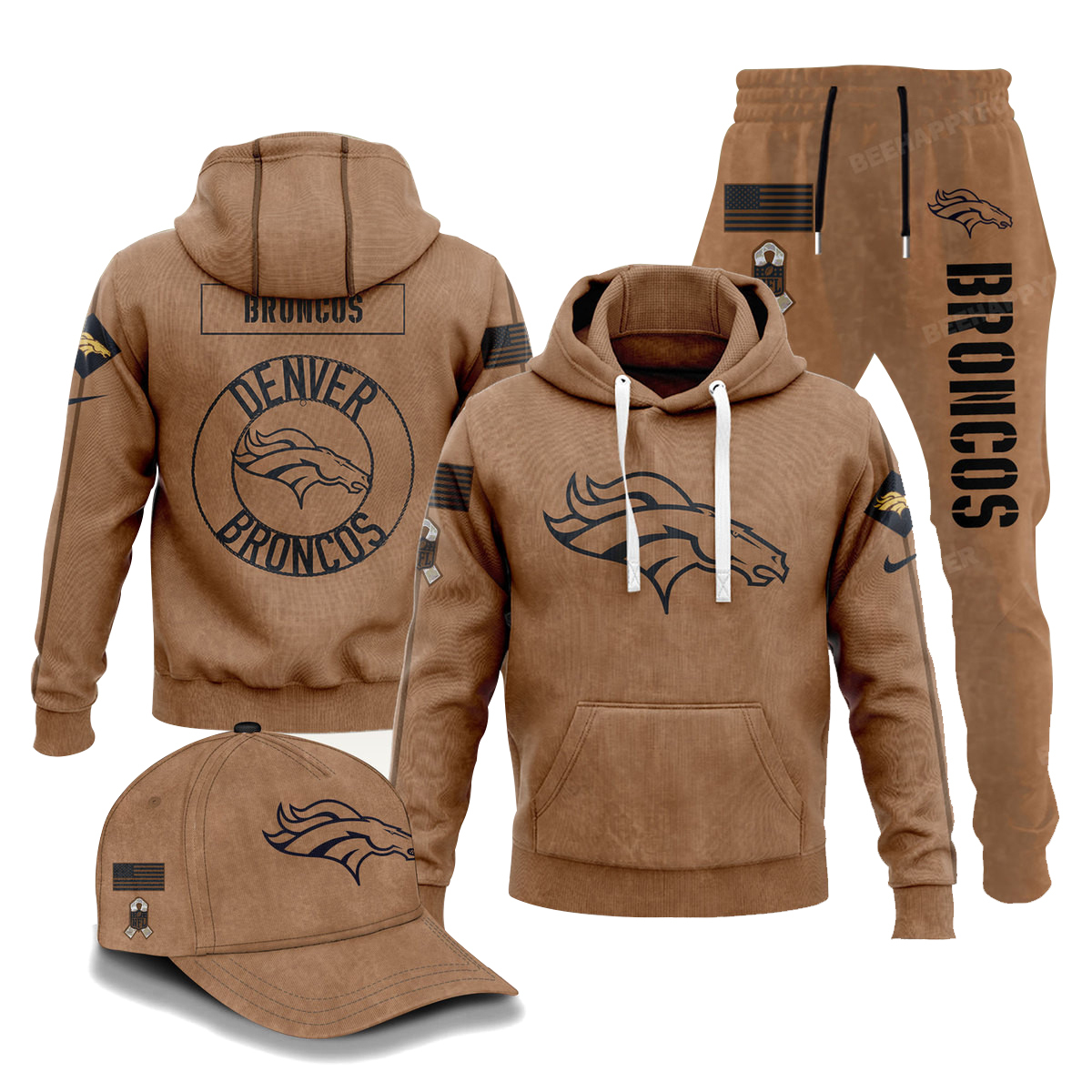 Denver Broncos Salute To Service Combo Hoodie + Jogger + Cap